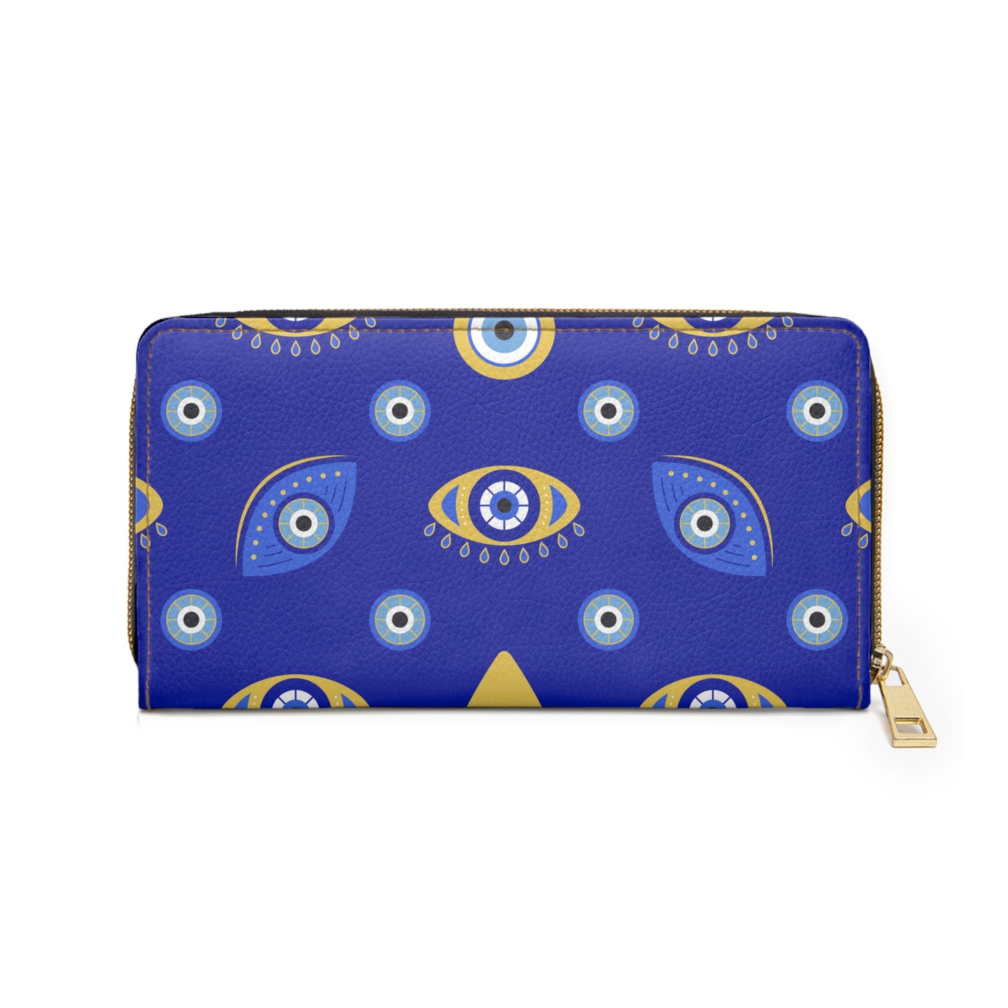 Evil Eye Wallet Zippered, Wallet for Women, Greek Evil Eye Gift, Mystical Zippered Credit Card Wallet, Blue Evil Eye, Vegan Wallet, Turkish