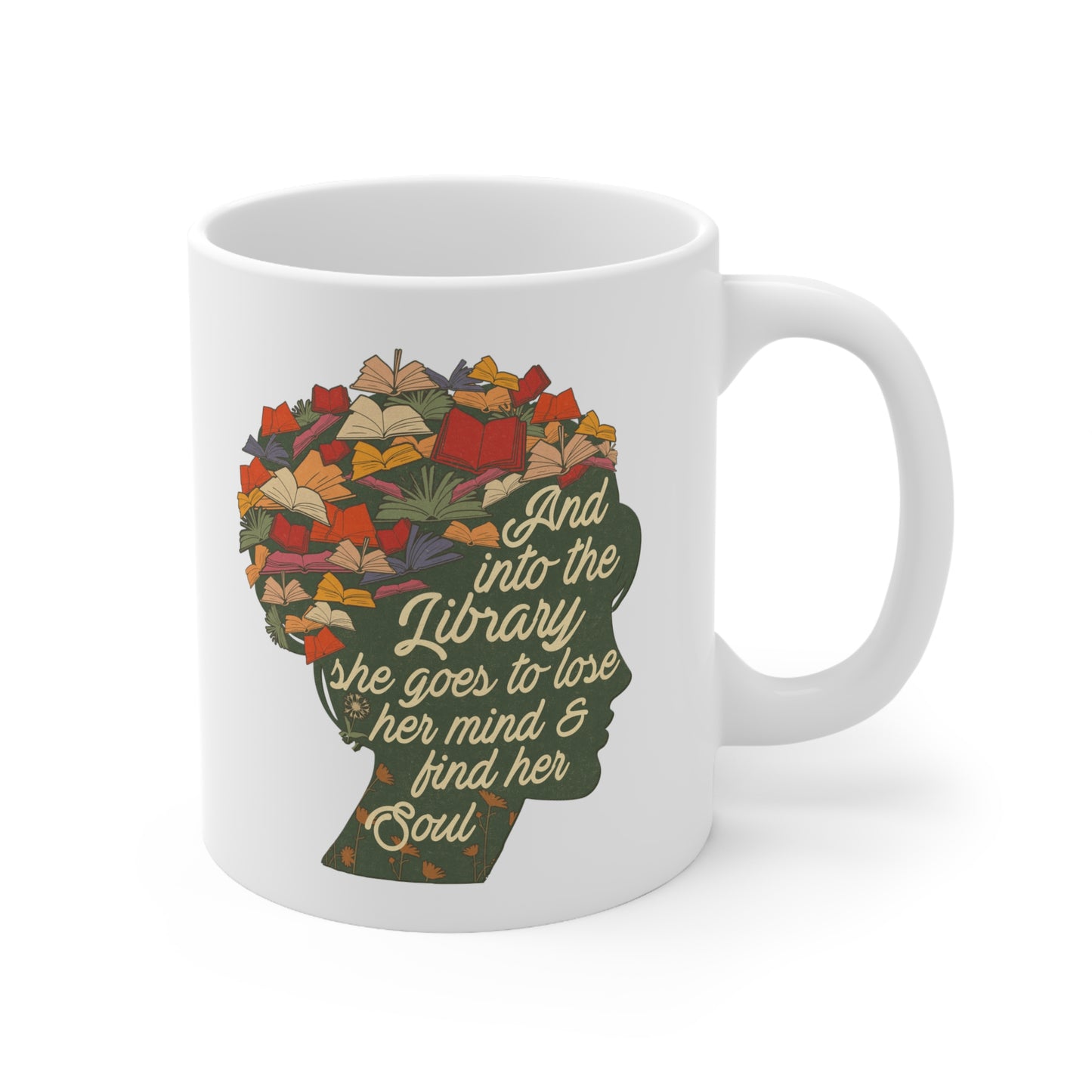 Cottagecore Book Mug Book Lover Cup Librarian Gift Bookish Tea Cup Gift for Bookworm Books and Coffee Mug Bibliophile Gifts Reader Merch