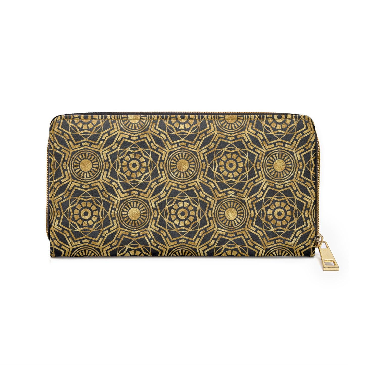 Art Deco Wallet, Zippered Wallet Pattern, Credit Vegan Card Wallet, Faux Leather Zip Around Wallets for Women, Cute Printed Checkbook Wallet