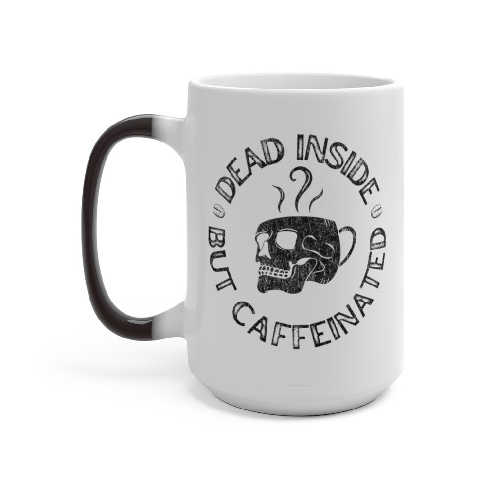 Dead Inside But Caffeinated Color Changing Mug, Coffee Lover Gift Mug, Color Changing Mug, Skull Mug,
