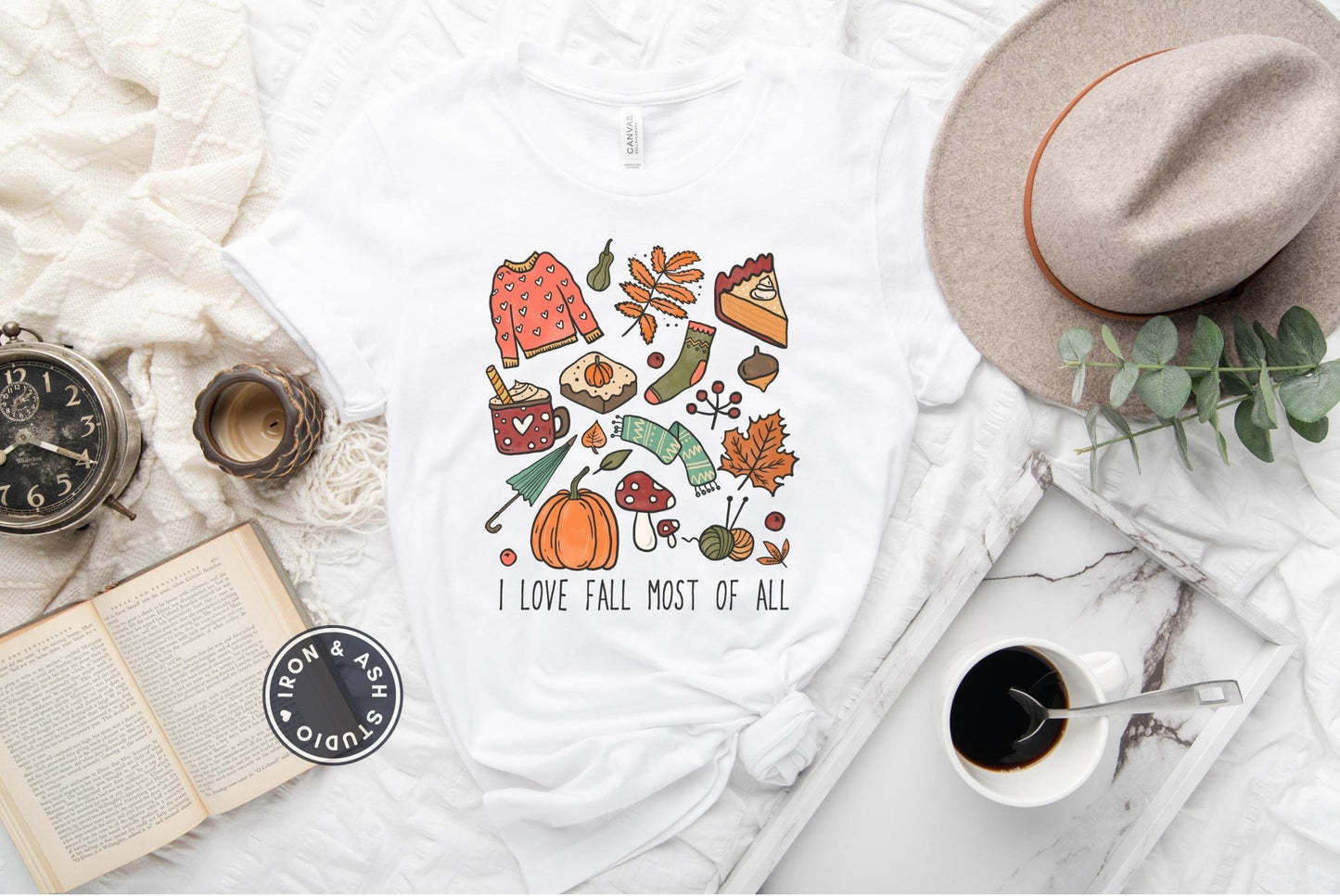I Love Fall Most Of All Shirt, Fall Doodle Shirt, Fall Crewneck, Fall Shirts for Women, Happy Fall Y'all, Hello Fall T-Shirt, Hello Autumn