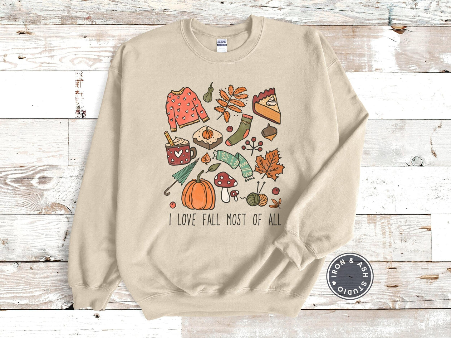 I Love Fall Most Of All Doodle Sweatshirt, Fall Sweaters For Women, Fall Doodle Shirt, It's Fall Y'all, Happy Fall Y'all, Fall Lover Gift