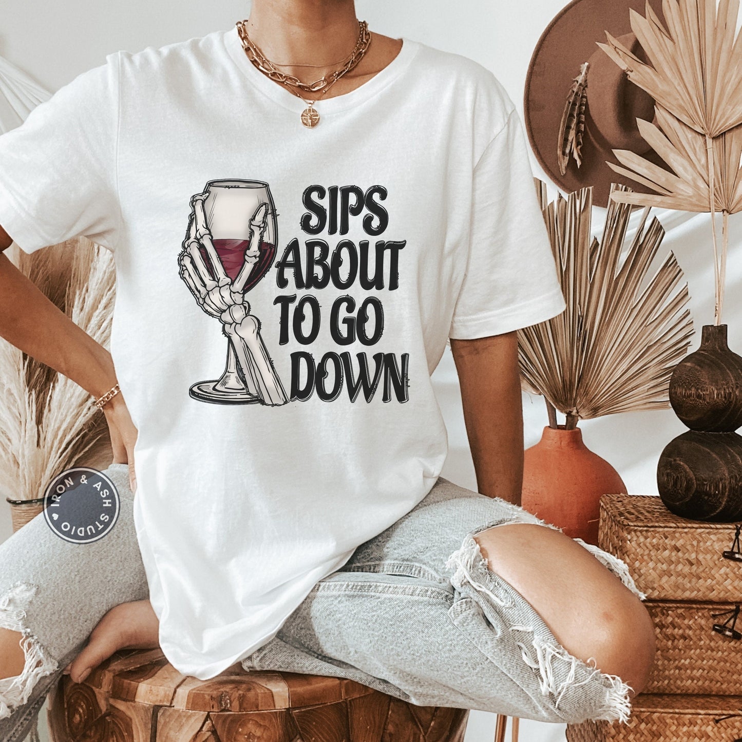 Sips About To Go Down Funny Skeleton Drinking Shirt, Witch Way To the Wine, Skeleton Drinking Shirt, Funny Wine Halloween Shirt, Wine Tee