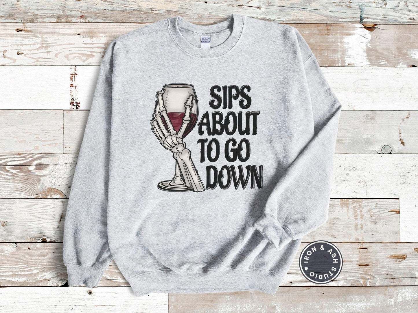 Sips About To Go Down Funny Drinking Sweatshirt, Witch Way To the Wine, Skeleton Drinking Shirt, Funny Wine Halloween Sweatshirt, Wine Pun