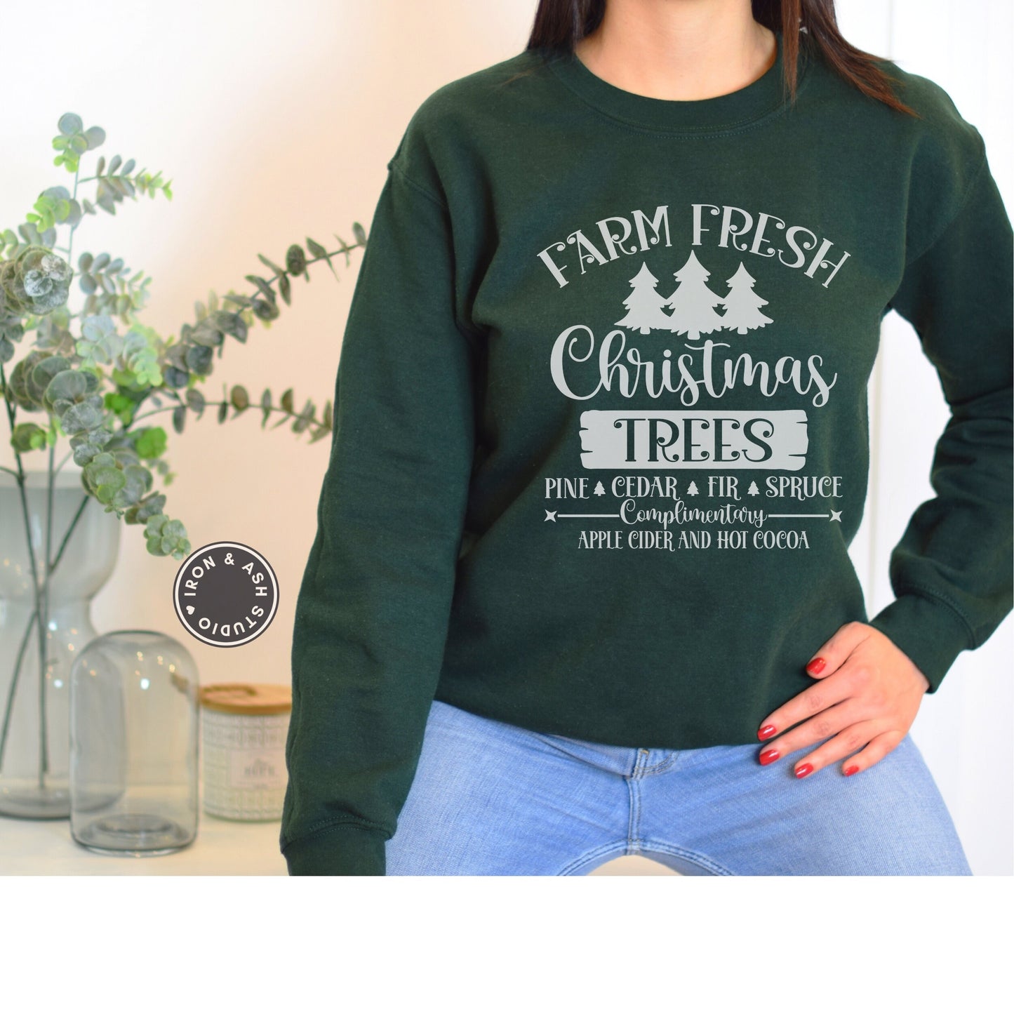 Farm Fresh Christmas Trees Sweatshirt, Christmas Crewneck, Matching Family Christmas Outfit, Winter Sweatshirt, Family Christmas Shirts