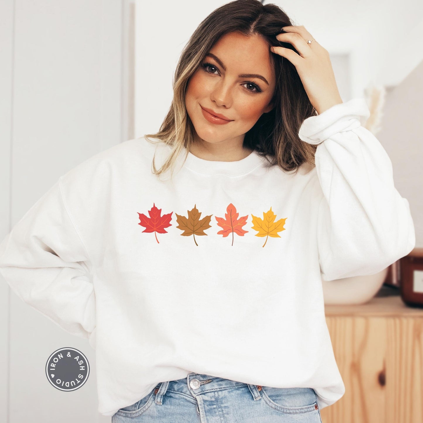 Fall Leaves Sweatshirt, Women's Fall Sweatshirt, Thanksgiving Outfit, Fall Themed Sweater, Fall Lover, Winter Sweatshirt, Fall Vibes Sweater