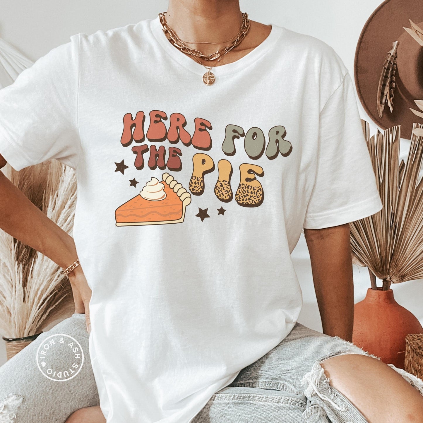 Funny Thanksgiving Shirt Here For The Pie Retro Thanksgiving Fall Apparel Pies Before Guys Funny Holiday Tee Cute Fall Shirts for Women