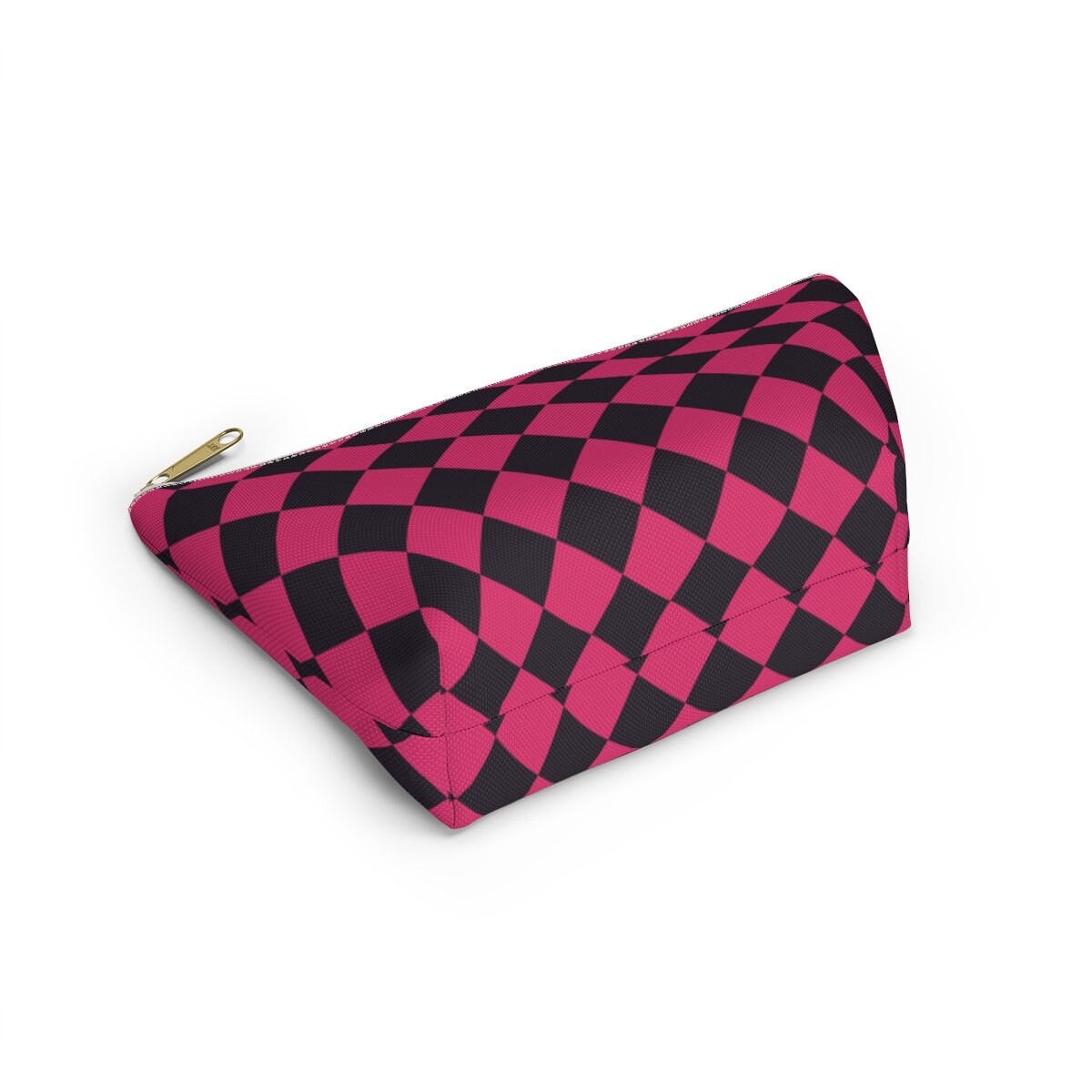 Checkered Makeup Bag Hot Pink Cosmetic Case, Cosmetic Travel Bag, Makeup Toiletry Bag Women, Checkered Makeup Accessory Tote, Makeup Lover