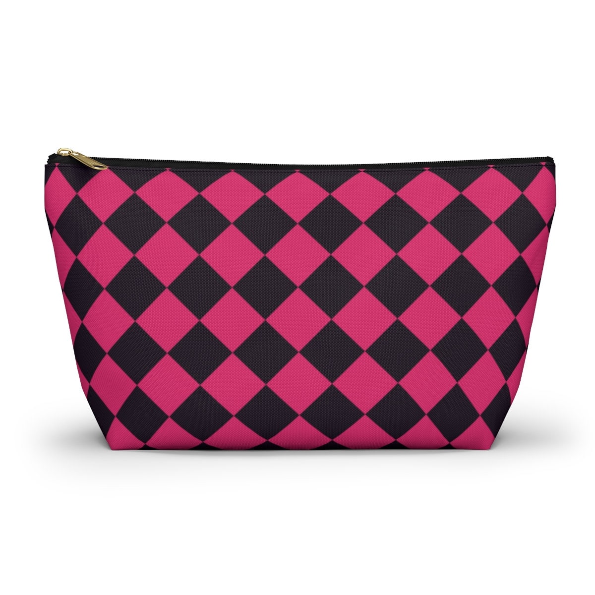 Checkered Makeup Bag Hot Pink Cosmetic Case, Cosmetic Travel Bag, Makeup Toiletry Bag Women, Checkered Makeup Accessory Tote, Makeup Lover