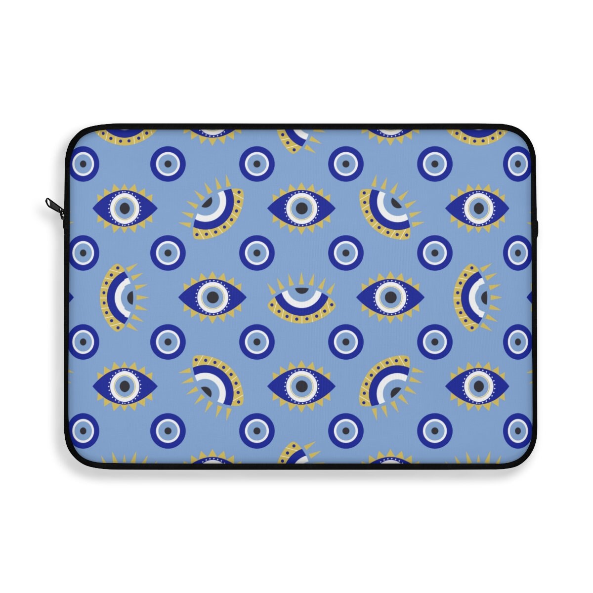 Evil Eye Laptop Sleeve, Greek Evil Eye Gift, Mystical Zippered Laptop Case, Blue Evil Eye Pouch, Macbook Sleeve 12 13 15 Dell Soft Sleeve