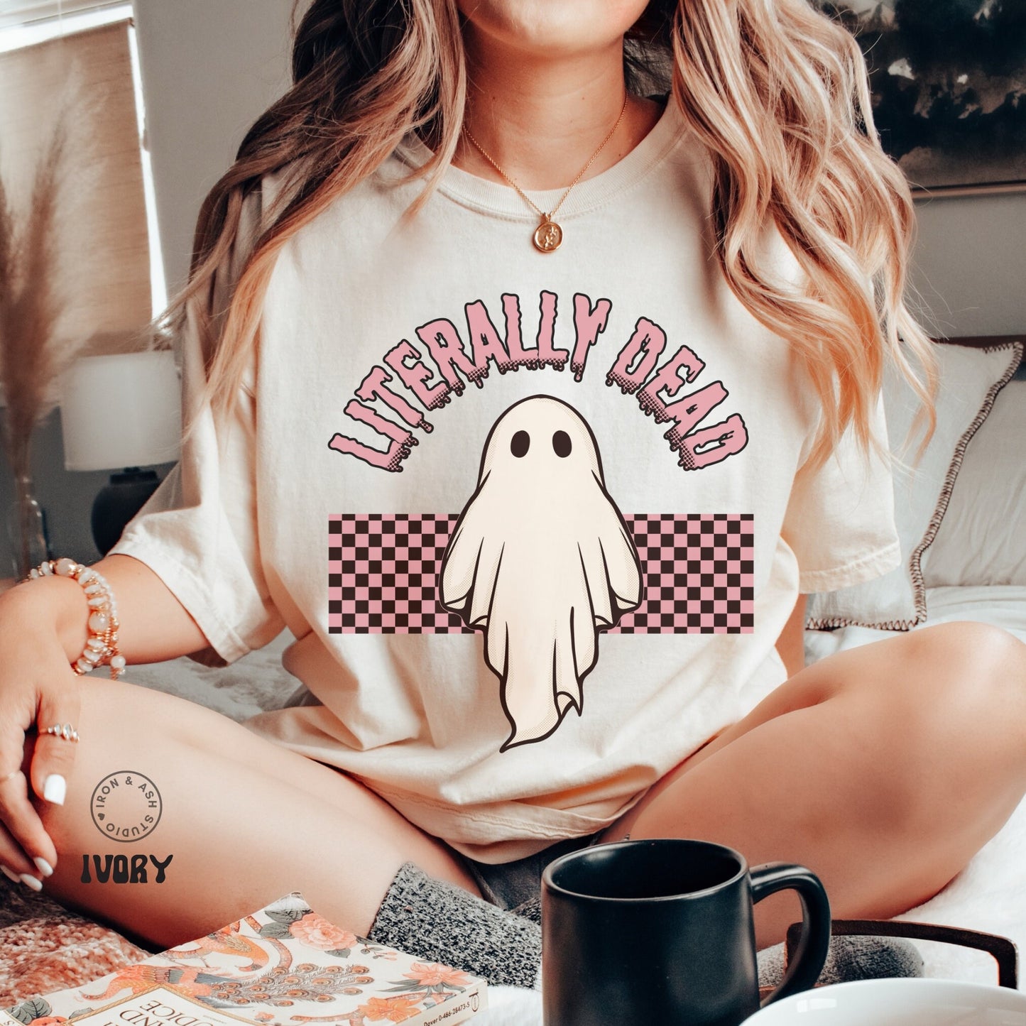Funny Ghost Shirt Comfort Colors Ghost TShirt Retro Ghost Shirts Pink Halloween Shirt Literally Dead Night Out Funny Fall