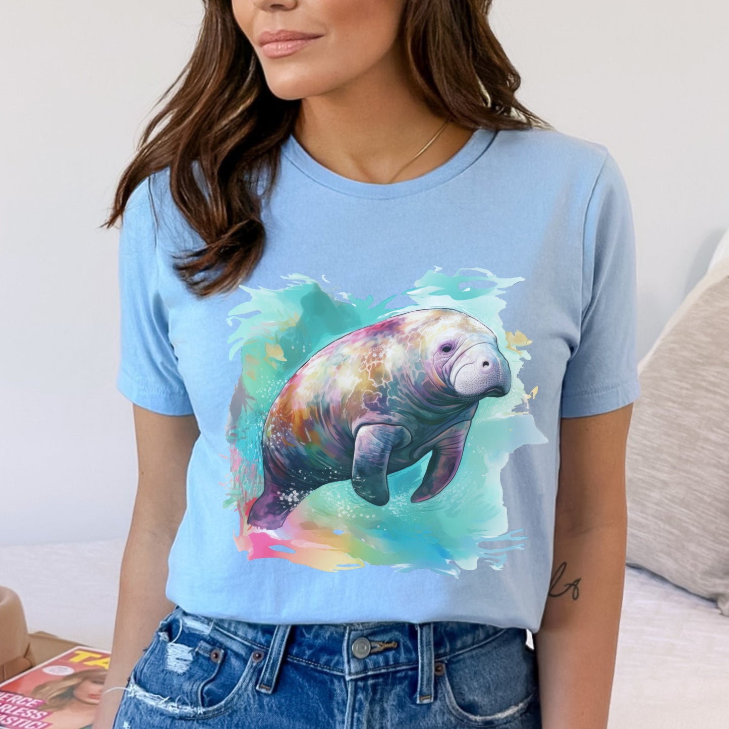 Manatee Shirt Watercolor Manatee TShirt Manatee Gifts Save the Manatee T Shirt Manatee Art Floaty Potato Tee Cute Manatee Lover Tee Shirt