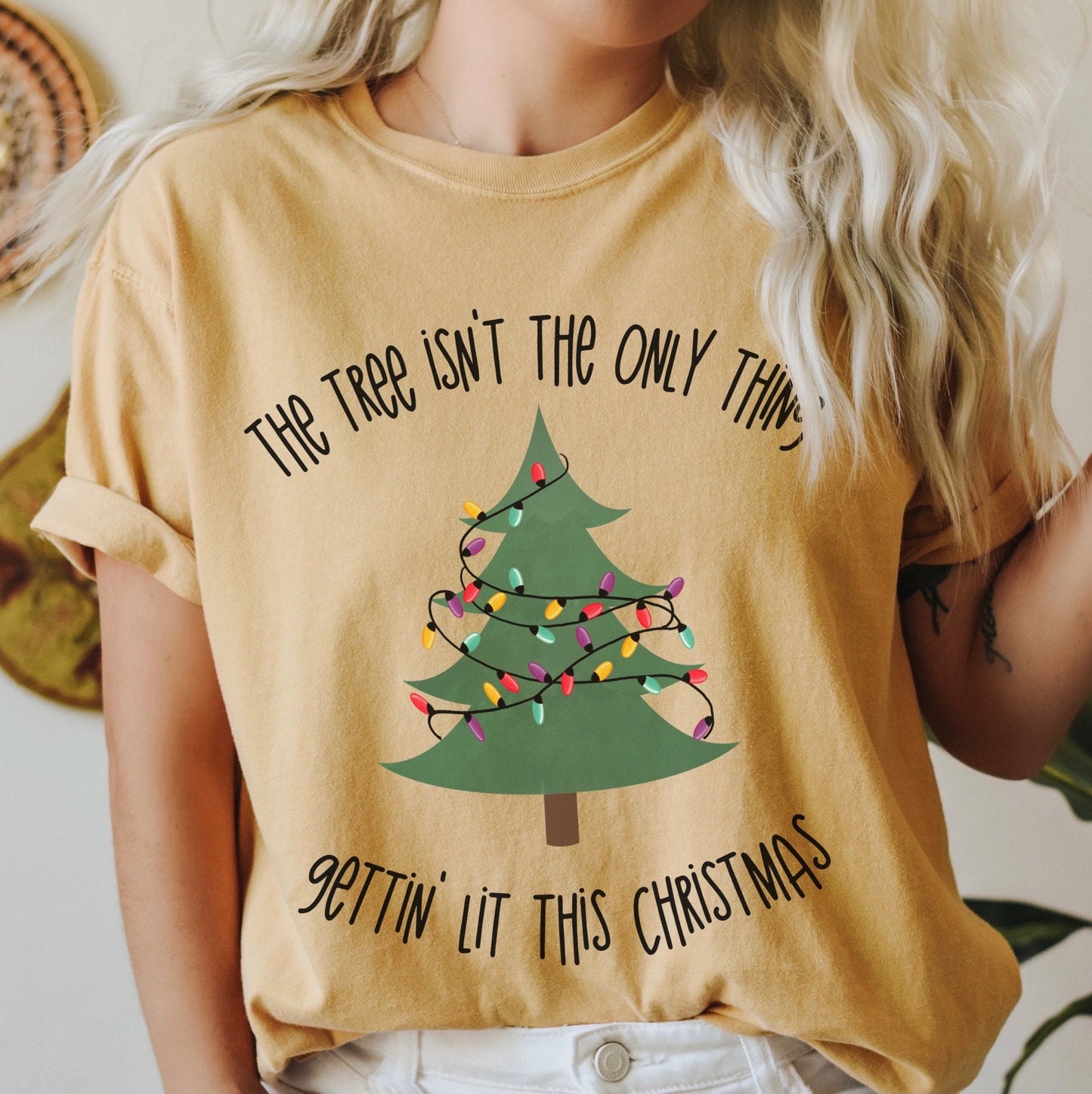 Funny Drinking Christmas T-Shirt Christmas Tree Holiday Party Tee Getting Lit Comfort Color Shirt Funny Dad Christmas Shirt Ugly Christmas