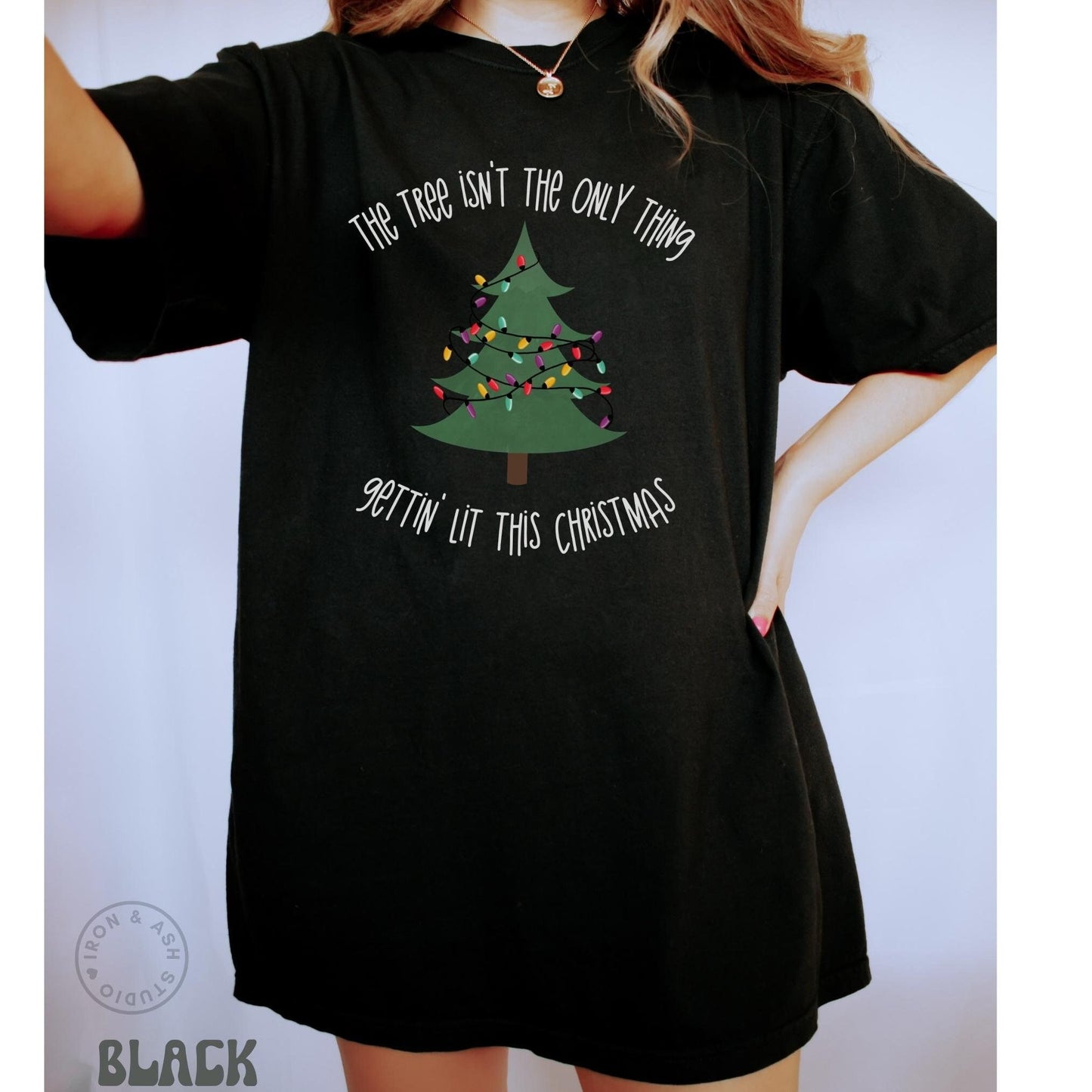 Funny Drinking Christmas T-Shirt Christmas Tree Holiday Party Tee Getting Lit Comfort Color Shirt Funny Dad Christmas Shirt Ugly Christmas