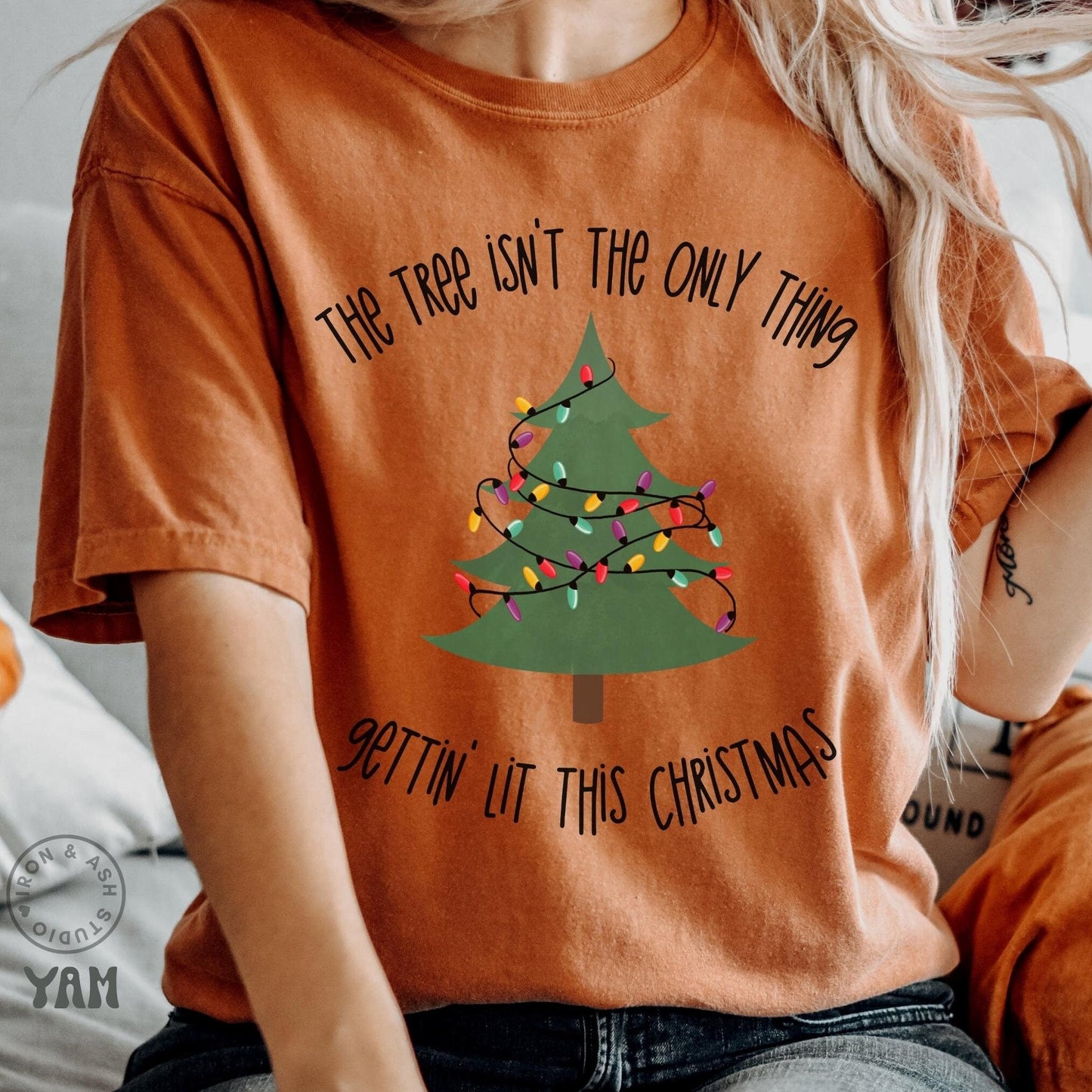 Funny Drinking Christmas T-Shirt Christmas Tree Holiday Party Tee Getting Lit Comfort Color Shirt Funny Dad Christmas Shirt Ugly Christmas