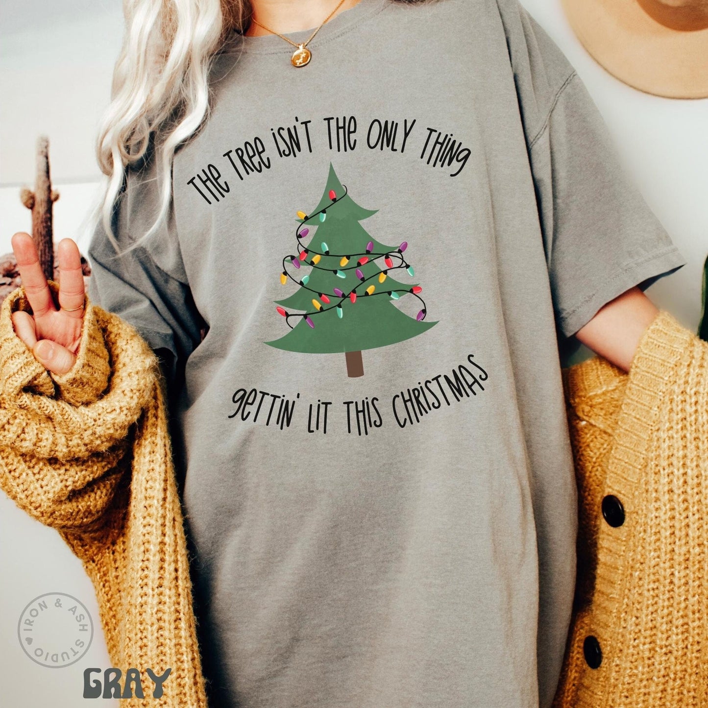 Funny Drinking Christmas T-Shirt Christmas Tree Holiday Party Tee Getting Lit Comfort Color Shirt Funny Dad Christmas Shirt Ugly Christmas