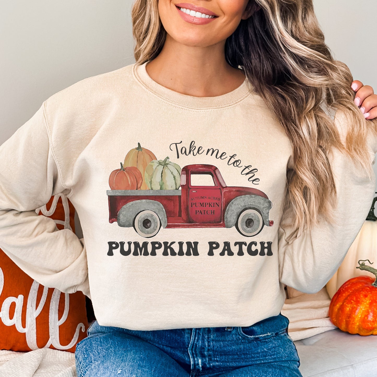 Pumpkin Patch Sweatshirt, Take Me To The Pumpkin Patch Sweater, Fall Pumpkin Sweatshirt, Autumn Shirt, Retro Ladies Pumpkin Sweatshirt