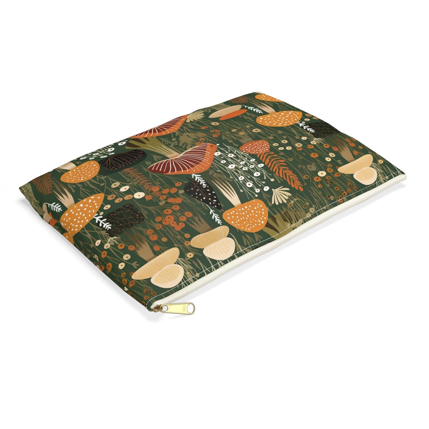 Mushroom Zippered Pouch, Mushroom Accessory Pouch, Mushroom Makeup Bag, Flat Zipper Pouch, Zippered Bag, Zippered Cosmetic Pouch, Zip Bag