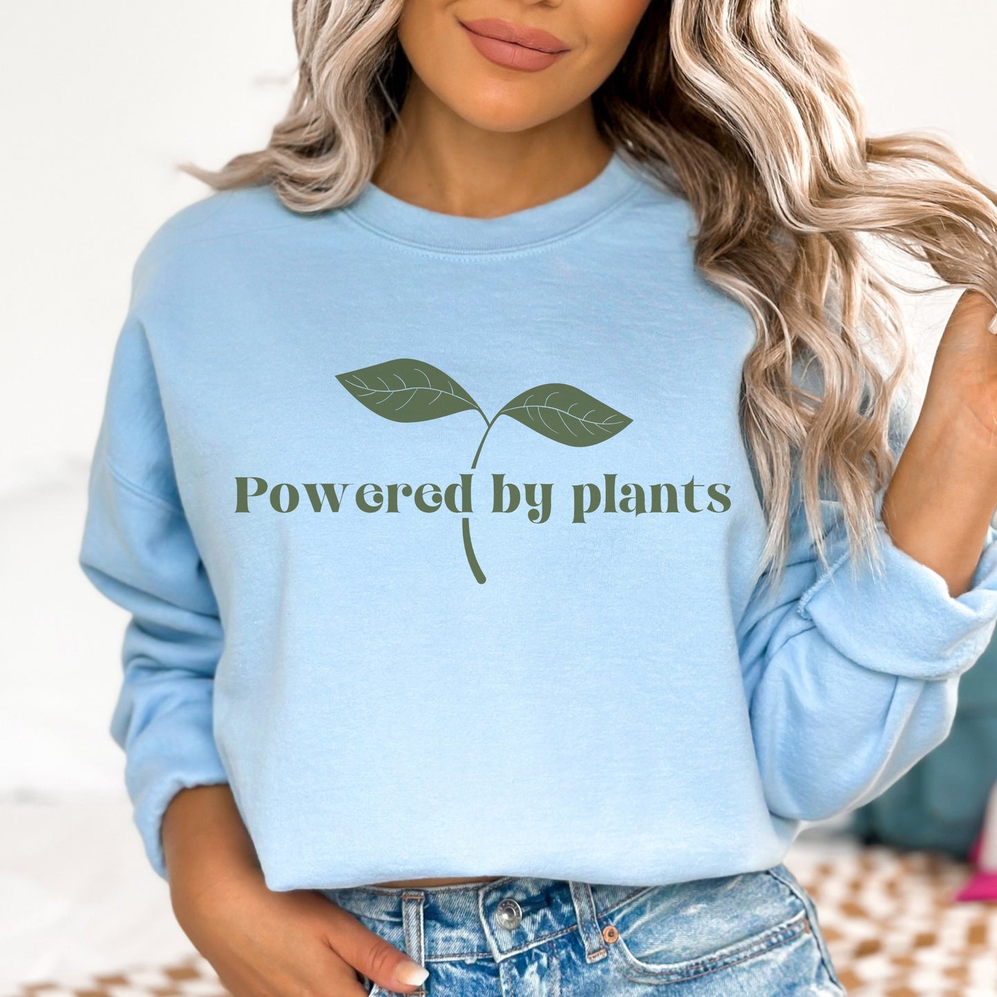 Powered By Plants Sweatshirt Eat More Plants Vegan Sweater Veganism Shirt Herbivore Vegetarian T-Shirt Vegan Gift Eat Your Veggies Crewneck