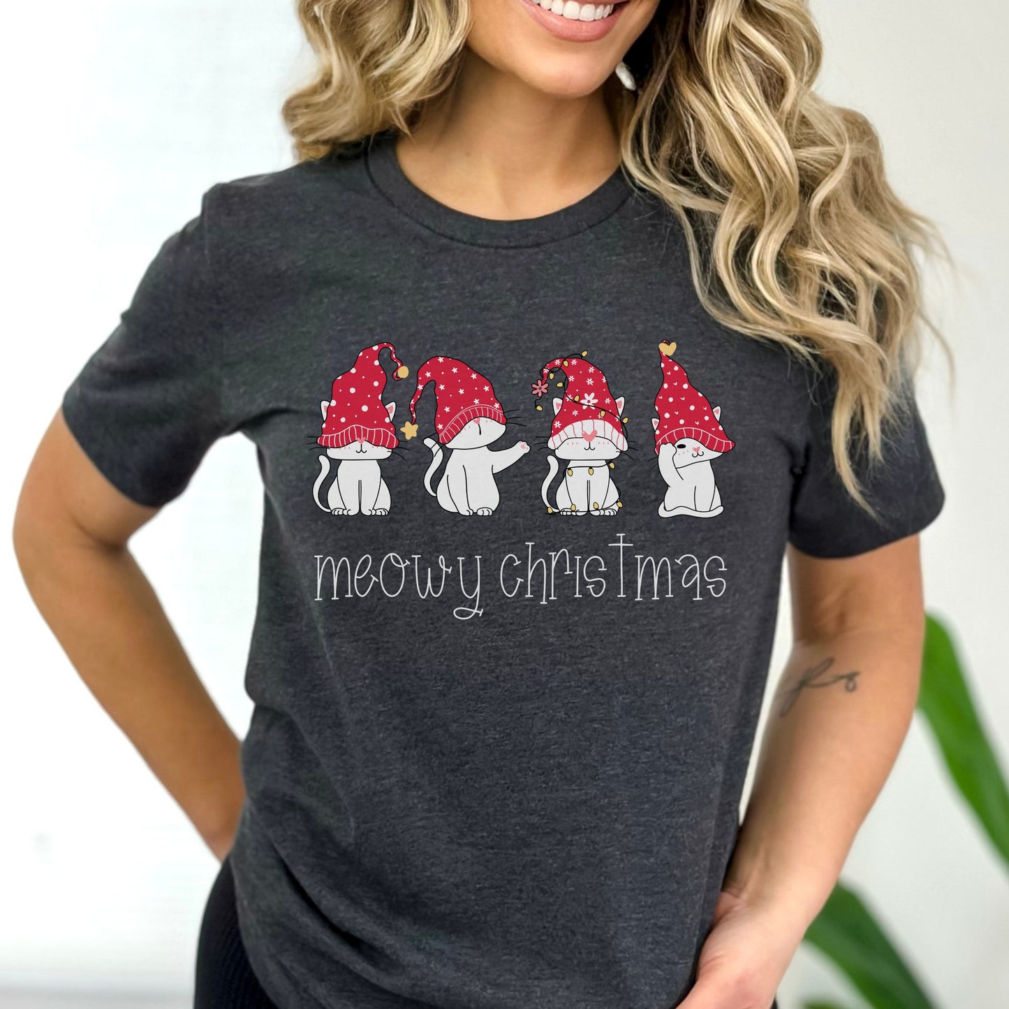Meowy Christmas Shirt Cat Christmas T-Shirt Cat Lover Gift Women Cat Lover Gift Ideas Cute Cat Christmas T Shirt Cat Mom Gift Cat Xmas Shirt