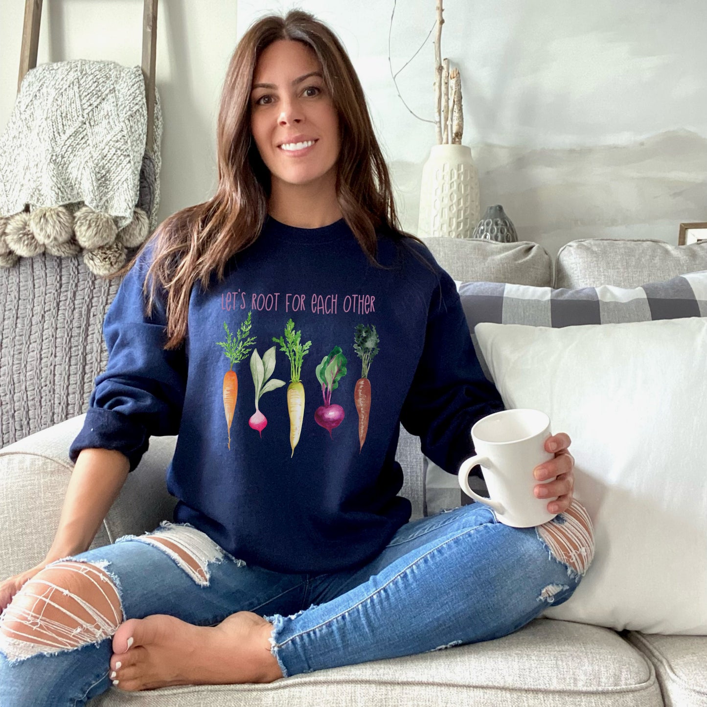Let's Root For Each Other Sweatshirt, Kindness Shirt, Plant Lady, Positive, Gardening Shirt for Women,Funny Plant Tshirt,Vegan Shirt,Veggies