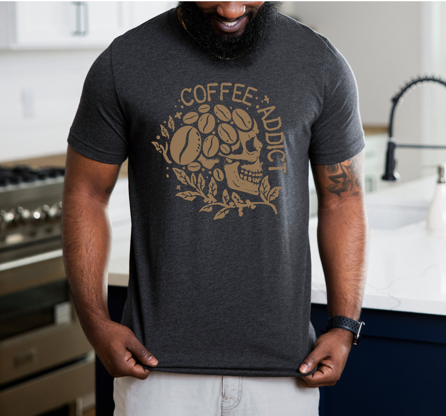 Coffee Addict Shirt, Skull Coffee Shirt, Dark Aesthetic, Boho Coffee, Women's Coffee Shirt, Coffee Lover gift, But First Coffee, Teacher Tee