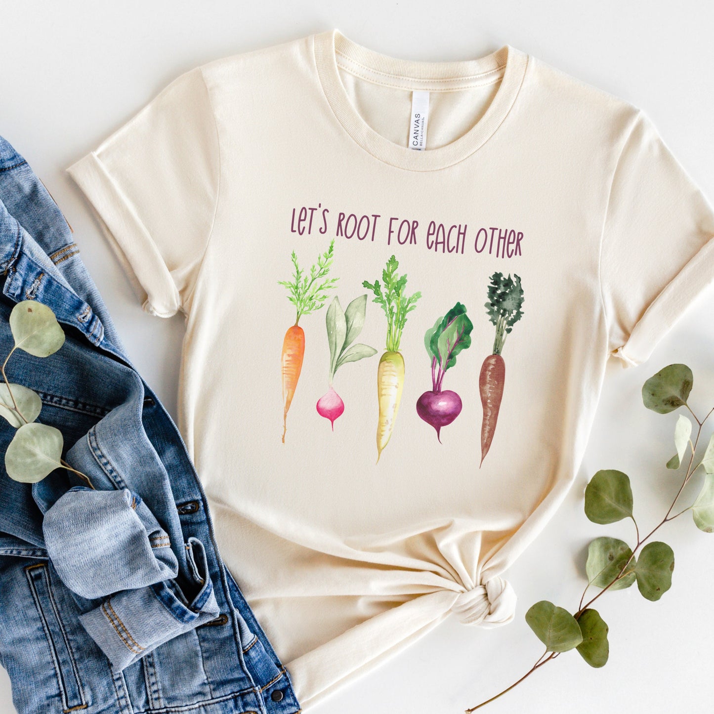 Let's Root For Each Other Shirt, Kindness Tshirt, Plant Lady, Positive, Gardening T-shirt for Women,Funny Plant Tshirt,Vegan Tee, Vegetables