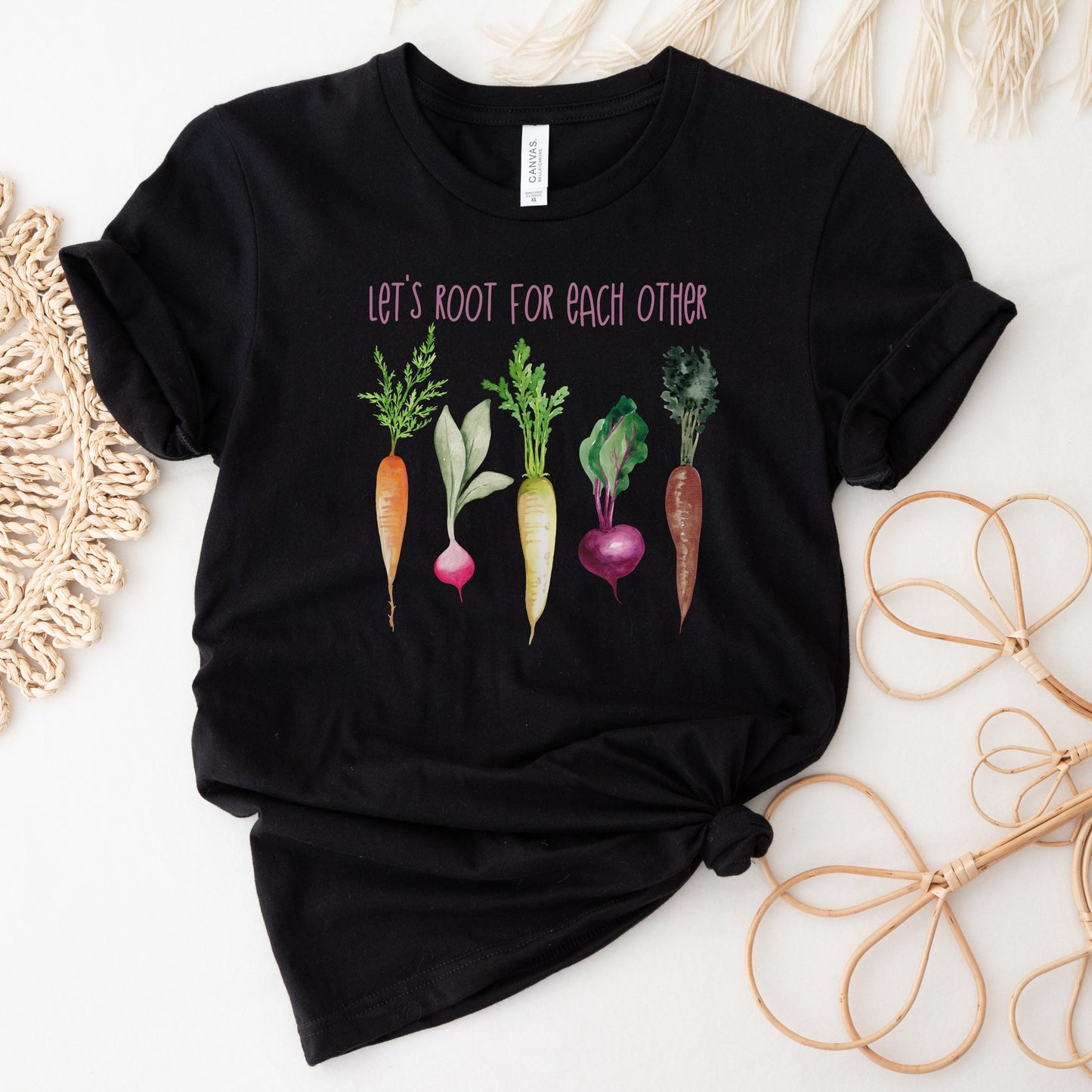 Let's Root For Each Other Shirt, Kindness Tshirt, Plant Lady, Positive, Gardening T-shirt for Women,Funny Plant Tshirt,Vegan Tee, Vegetables