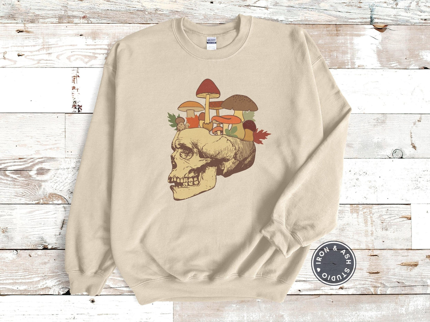 Mushroom Sweatshirt, Dark Academia Skull Shirt, Skull Sweatshirt Womens, Indie Clothing, Trendy Crewneck, Cottagecore Sweater, Cottagecore