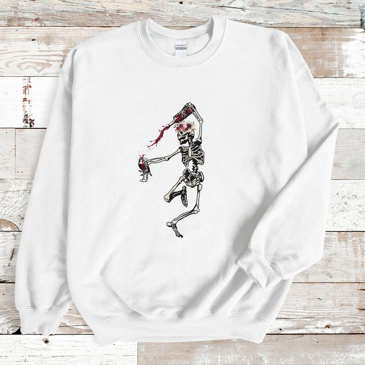Wine Skeleton Shirt, Spooky Season Sweatshirt, Halloween Crewneck, Funny Halloween Sweatshirt, Hallowine Sweater, Halloween Sweatshirt Women