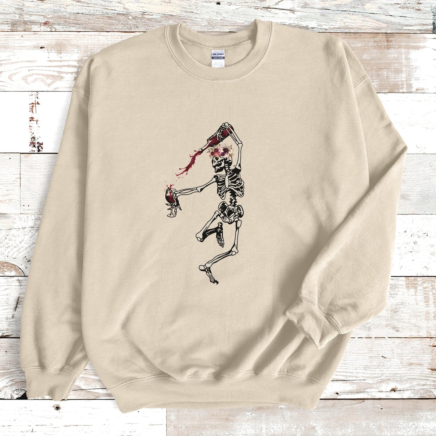 Wine Skeleton Shirt, Spooky Season Sweatshirt, Halloween Crewneck, Funny Halloween Sweatshirt, Hallowine Sweater, Halloween Sweatshirt Women