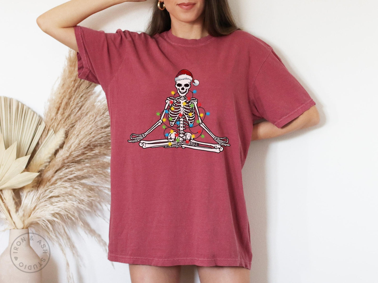 Funny Christmas Skeleton Shirt Comfort Color TShirt Namasleigh Ugly Christmas Shirt Funny Holiday Party Tee Skeleton Christmas Yoga TShirt