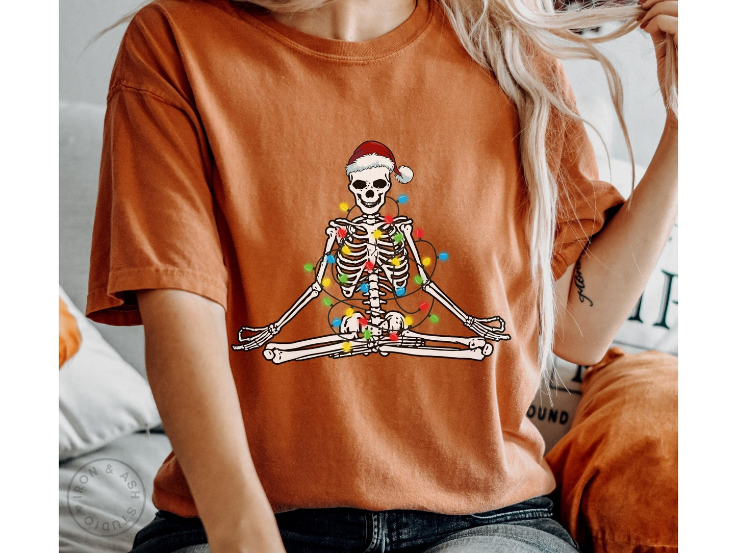 Funny Christmas Skeleton Shirt Comfort Color TShirt Namasleigh Ugly Christmas Shirt Funny Holiday Party Tee Skeleton Christmas Yoga TShirt