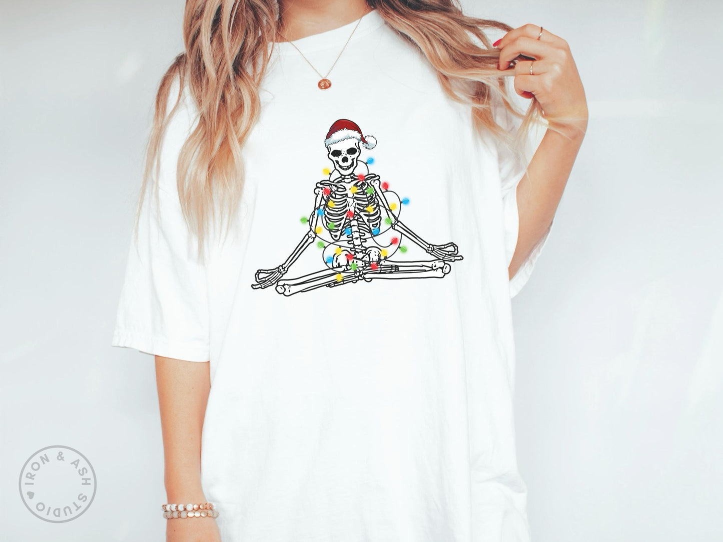 Funny Christmas Skeleton Shirt Comfort Color TShirt Namasleigh Ugly Christmas Shirt Funny Holiday Party Tee Skeleton Christmas Yoga TShirt