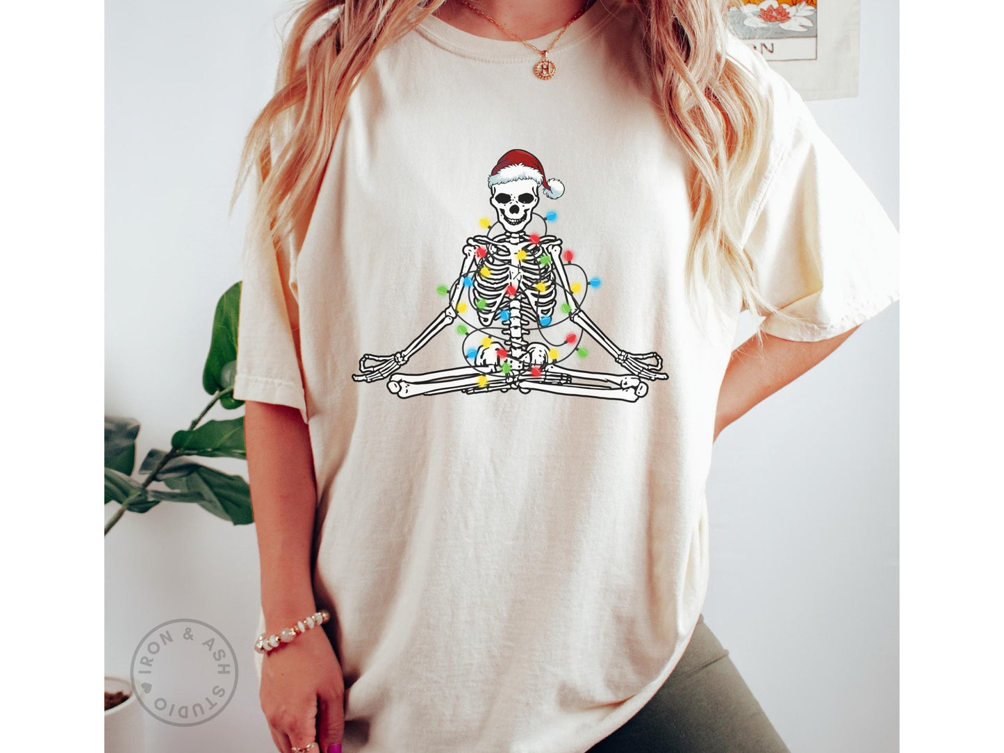 Funny Christmas Skeleton Shirt Comfort Color TShirt Namasleigh Ugly Christmas Shirt Funny Holiday Party Tee Skeleton Christmas Yoga TShirt