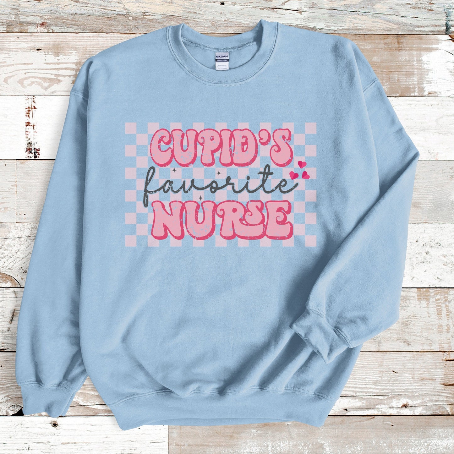 Cupids Favorite Nurse Sweatshirt Retro Nurse Valentines Day Crewneck Sweater ER Nurse Cute VDay Womens Funny RN Valentines Day Sweatershirt