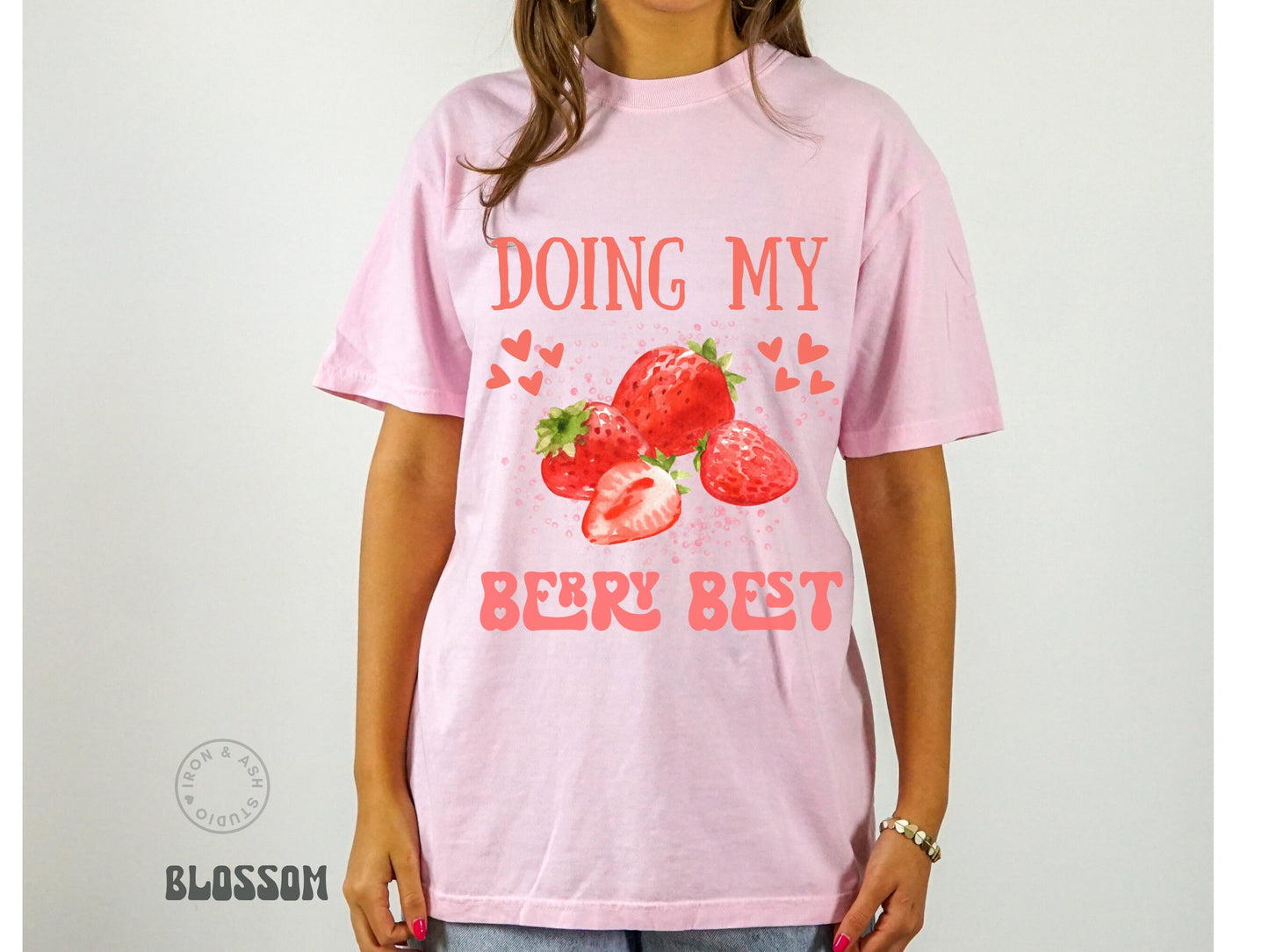 Doing My Best Shirt Comfort Color Strawberry Trendy Graphic Tee Positivity Tee VSCO Oversized TShirt Aesthetic Cottagecore Shirt for Women