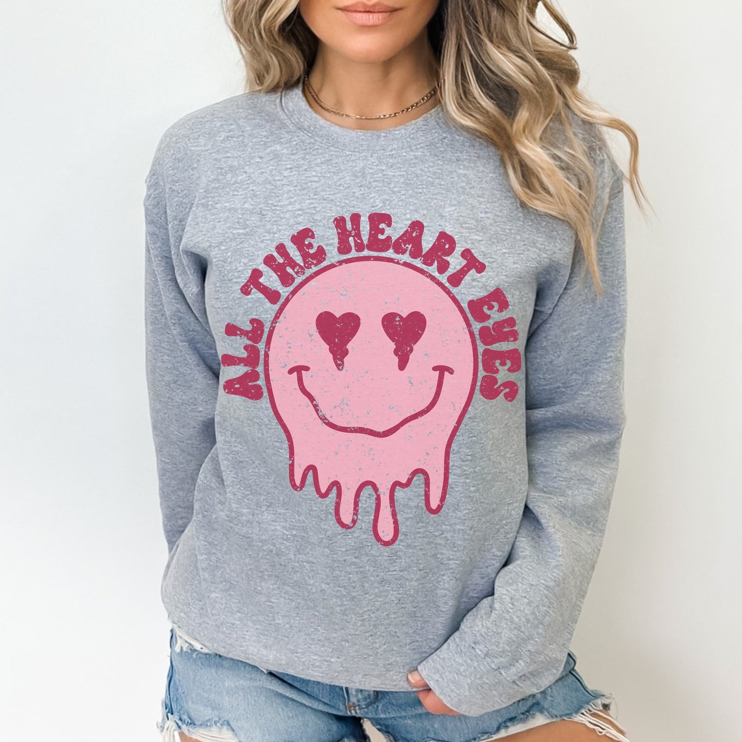 Retro Heart Eyes Valentines Day Sweatshirt Trendy Valentine Sweater Preppy Valentine Sweatshirt Oversized Melty Heart Valentine Crewneck