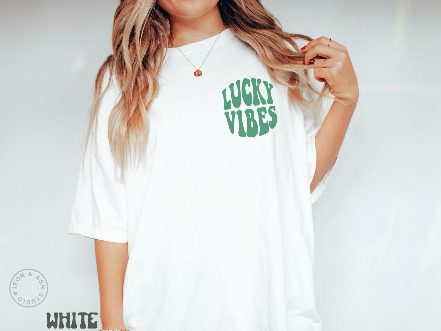 Lucky Vibes Shirt Pocket Mens St Patricks Day Shirt Minimal Style Shamrock Tshirt St Paddys Day T Shirt Retro St. Patricks Comfort Colors