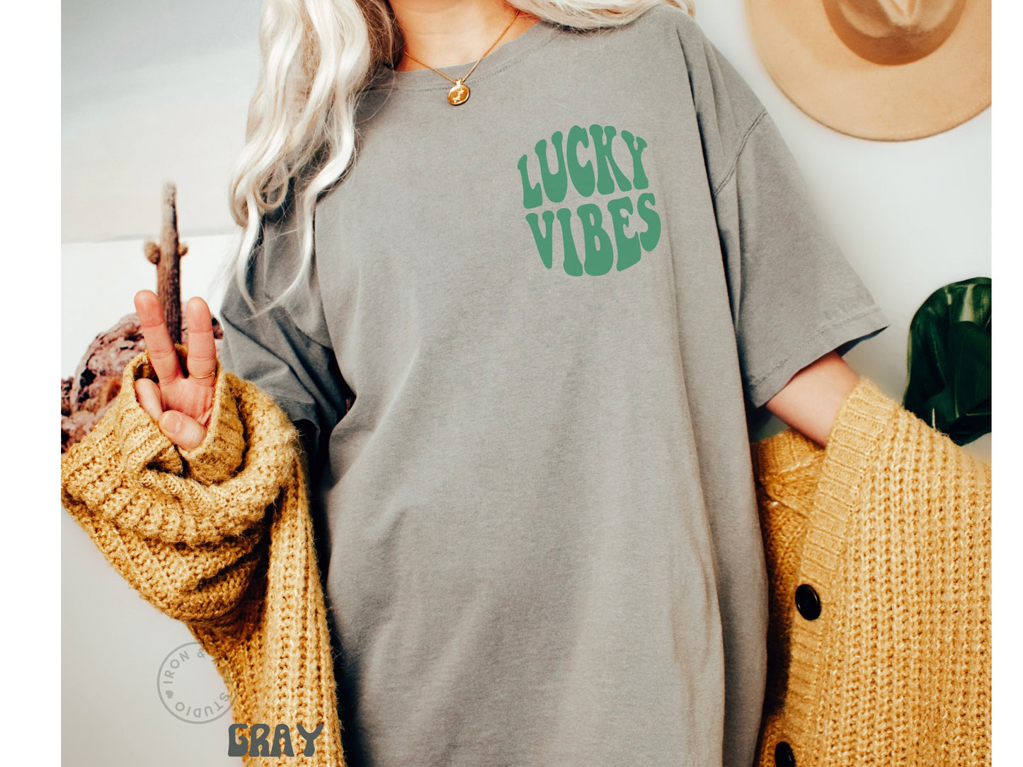 Lucky Vibes Shirt Pocket Mens St Patricks Day Shirt Minimal Style Shamrock Tshirt St Paddys Day T Shirt Retro St. Patricks Comfort Colors