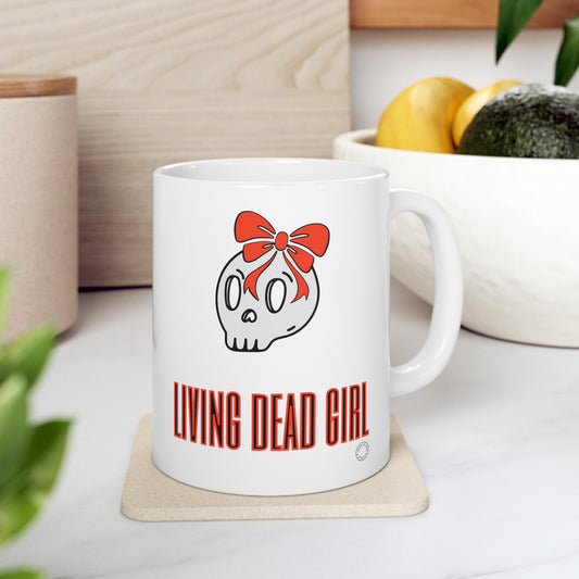 Living Dead Girl Cute Goth Ceramic Coffee Mug 11oz For Halloween, Goth Girl, Gothic Coffee Lover