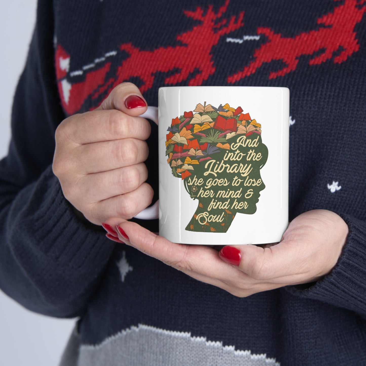 Cottagecore Book Mug Book Lover Cup Librarian Gift Bookish Tea Cup Gift for Bookworm Books and Coffee Mug Bibliophile Gifts Reader Merch