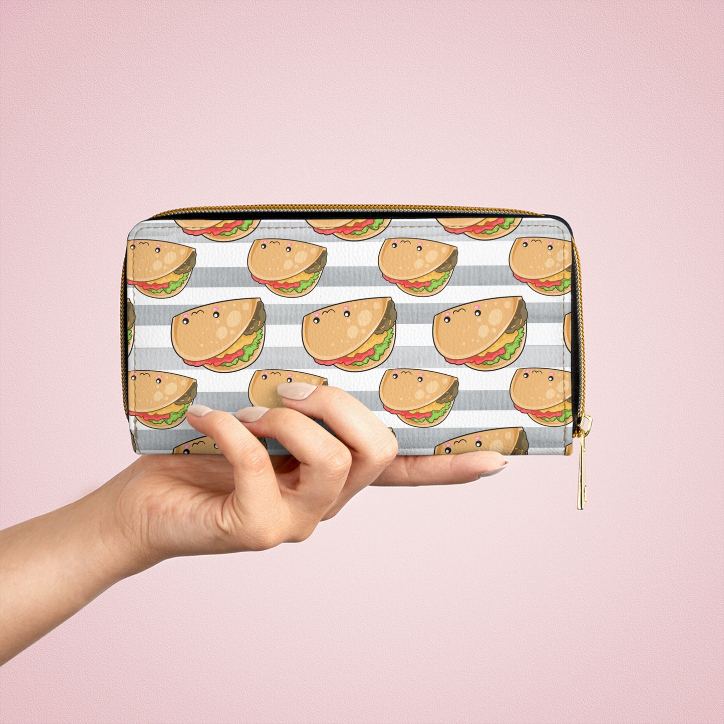 Taco Wallet, Cute Wallets for Women, Zip Around Wallet Kawaii, Cute Printed Wallet, Purse Clutch Gift Wallet, Vegan Faux Leather, Foodie