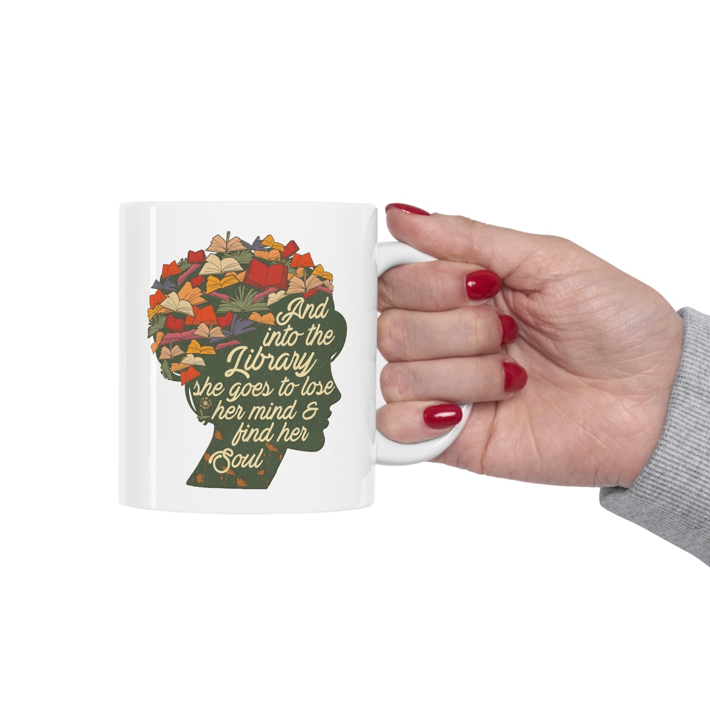 Cottagecore Book Mug Book Lover Cup Librarian Gift Bookish Tea Cup Gift for Bookworm Books and Coffee Mug Bibliophile Gifts Reader Merch