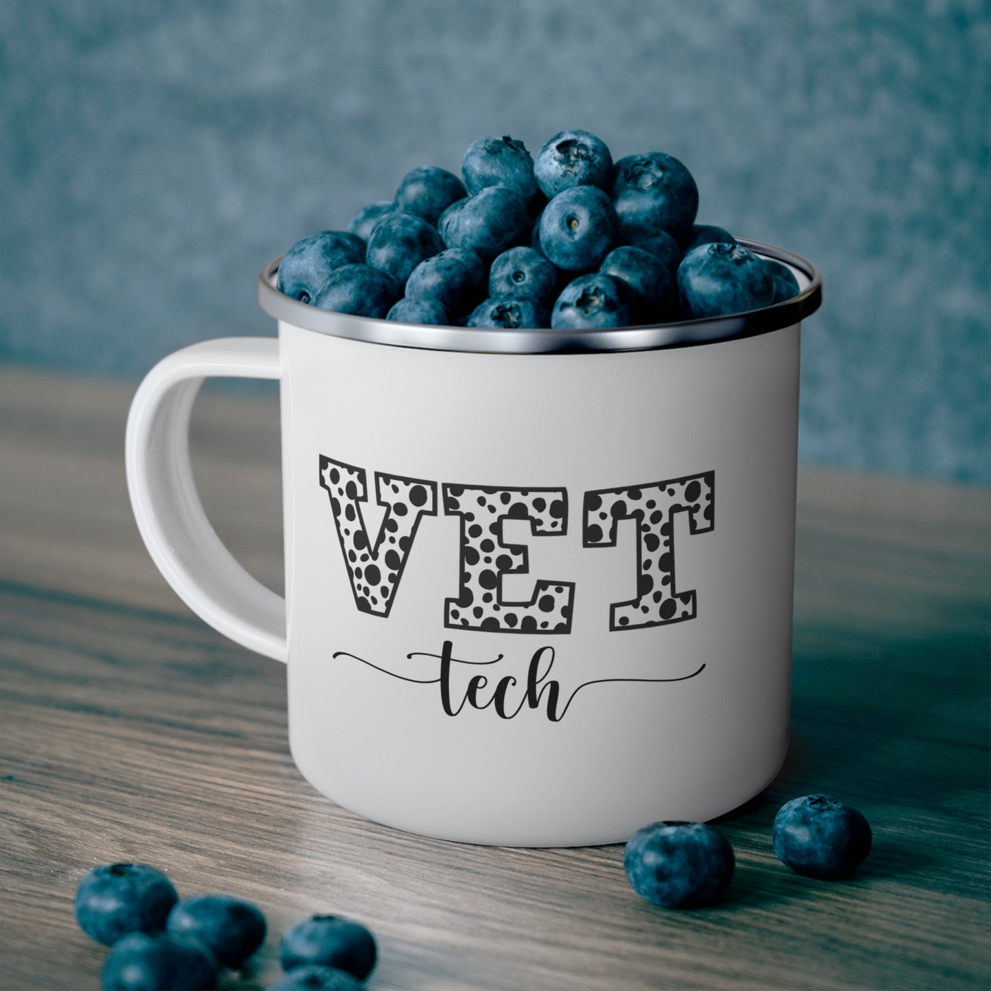 Vet Tech Enamel Camping Mug, Steel Mug For Veterinary Technicians Or Animal Techs