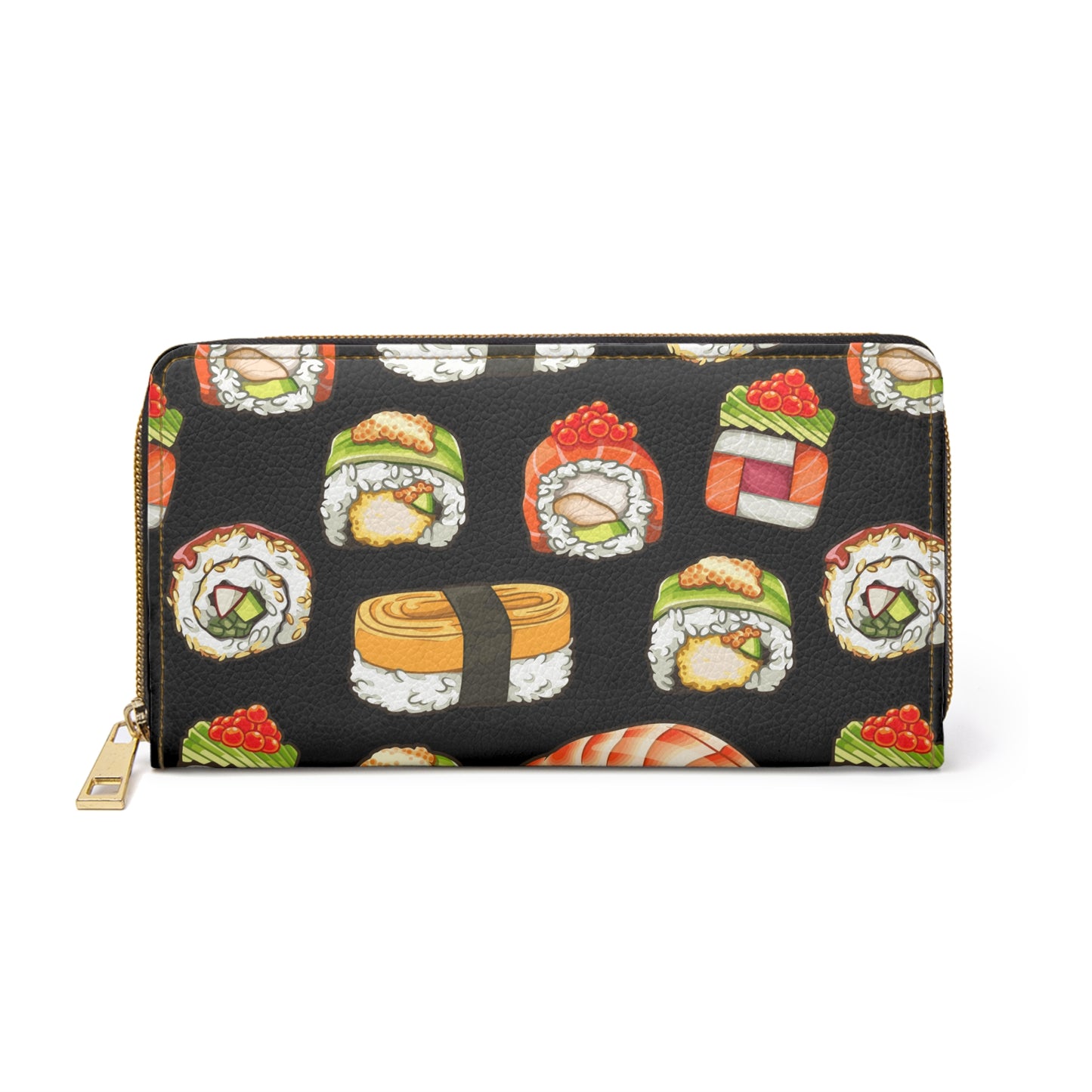 Sushi Wallet, Sushi Lover Gift, Vegan Faux Leather Wallet, Zip Around Clutch for Women, Patterned Sustainable Zip Wallet, Foodie Gift Girls