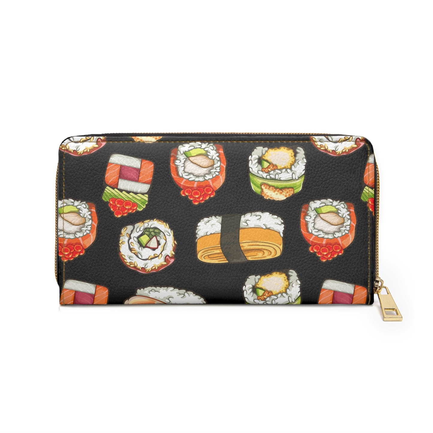Sushi Wallet, Sushi Lover Gift, Vegan Faux Leather Wallet, Zip Around Clutch for Women, Patterned Sustainable Zip Wallet, Foodie Gift Girls