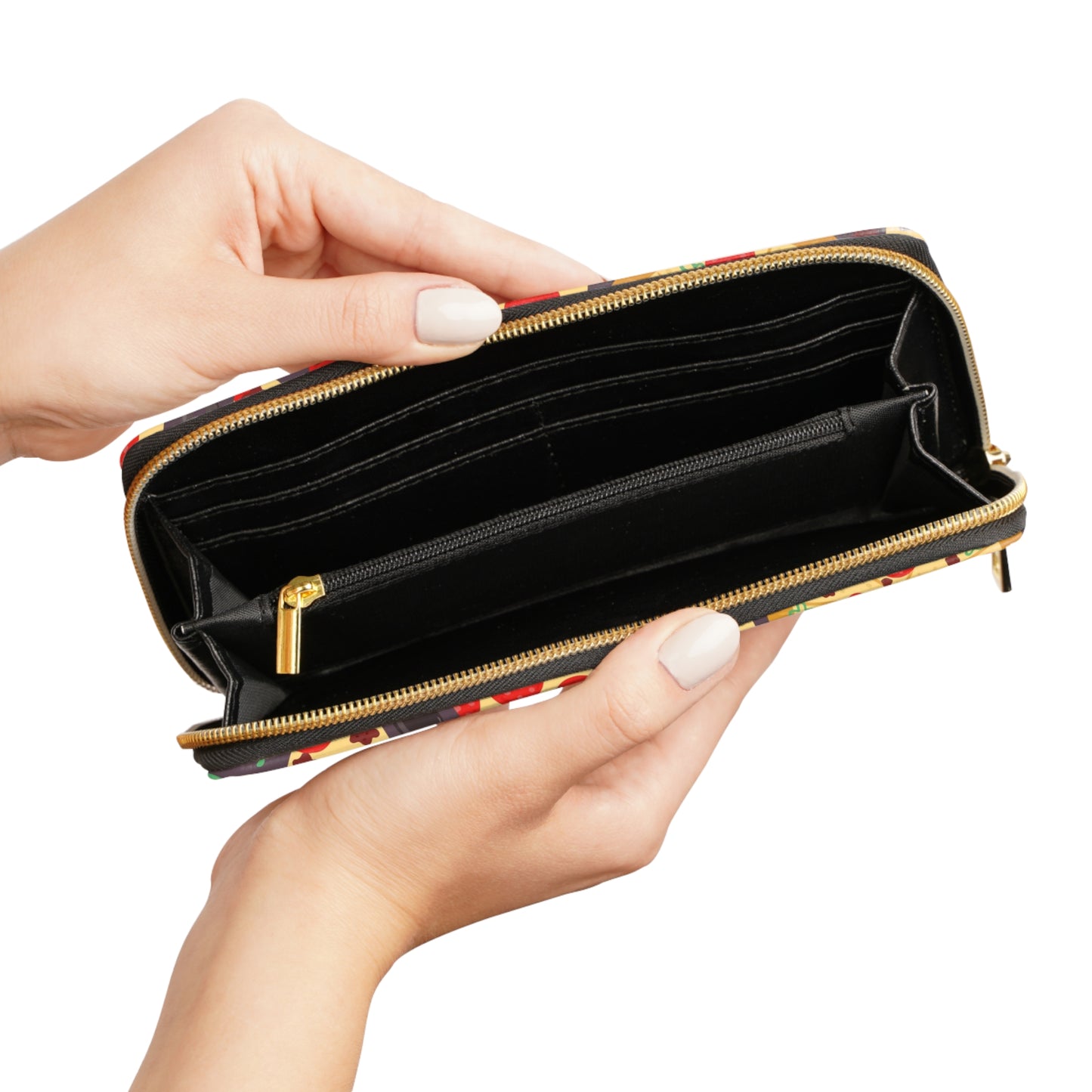 Kawaii Wallet Pizza Zippered Wallet for Women Zip Around Wallet Kawaii Print Clutch Credit Card Wallet Vegan Wallet Faux Pizza Lover Gift