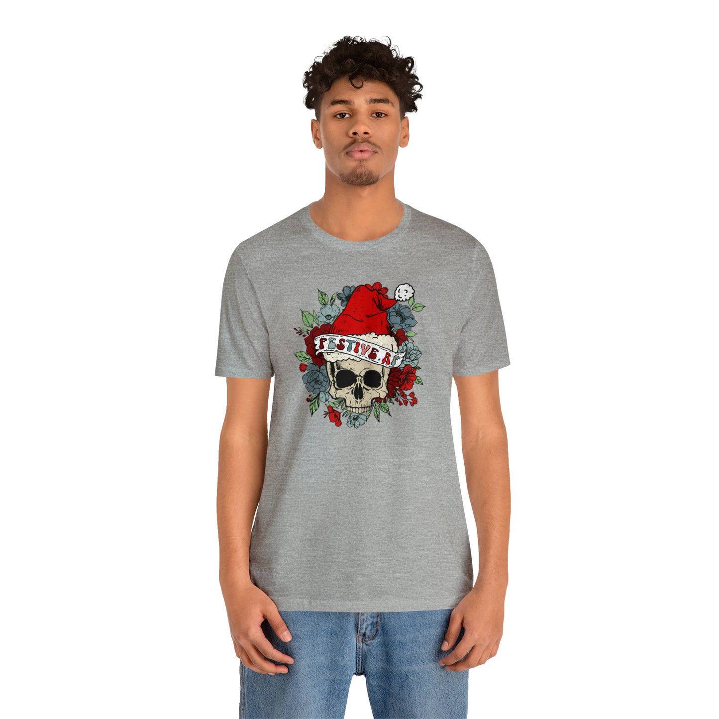 Festive AF T-Shirt, Christmas Skull TShirt, Goth Christmas, Boho Christmas Shirt, Funny Christmas Tee, Funny Holiday, Floral Christmas