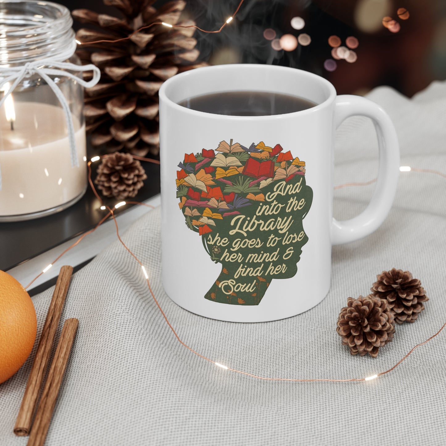Cottagecore Book Mug Book Lover Cup Librarian Gift Bookish Tea Cup Gift for Bookworm Books and Coffee Mug Bibliophile Gifts Reader Merch